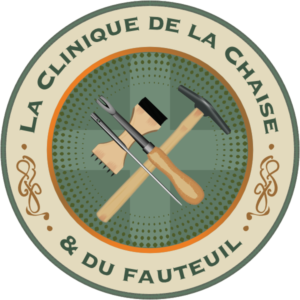 logo de la clinique de la chaise et du fauteuil, de Pierre Fayard, rempailleur canneleur et tapissier, artisan spécialiste depuis 3 générations